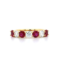 18K Yellow Gold Shared Prong Ruby and Diamond Band, yellow gold, Long's Jewelers