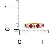 18K Yellow Gold Shared Prong Ruby and Diamond Band, yellow gold, Long's Jewelers