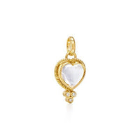 18K Yellow Gold Small Heart Shape Crystal and Diamond PendantGold, Long's Jewelers