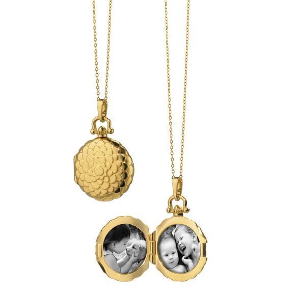 18K Yellow Gold Small Scallop Locket Necklace, Gold, Long's Jewelers