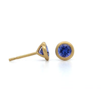 18K Yellow Gold Tanzanite Stud Earrings, 18k yellow gold, Longs's Jewelers