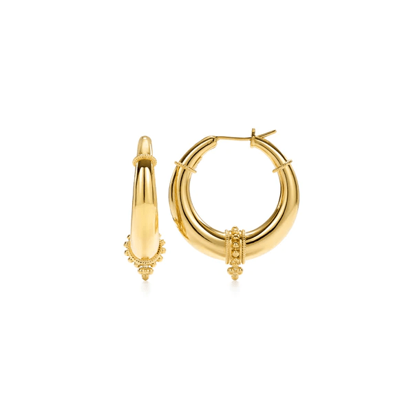 18K Yellow Gold Tappered Hoop Earrings, Yellow Gold, Long's Jewelers