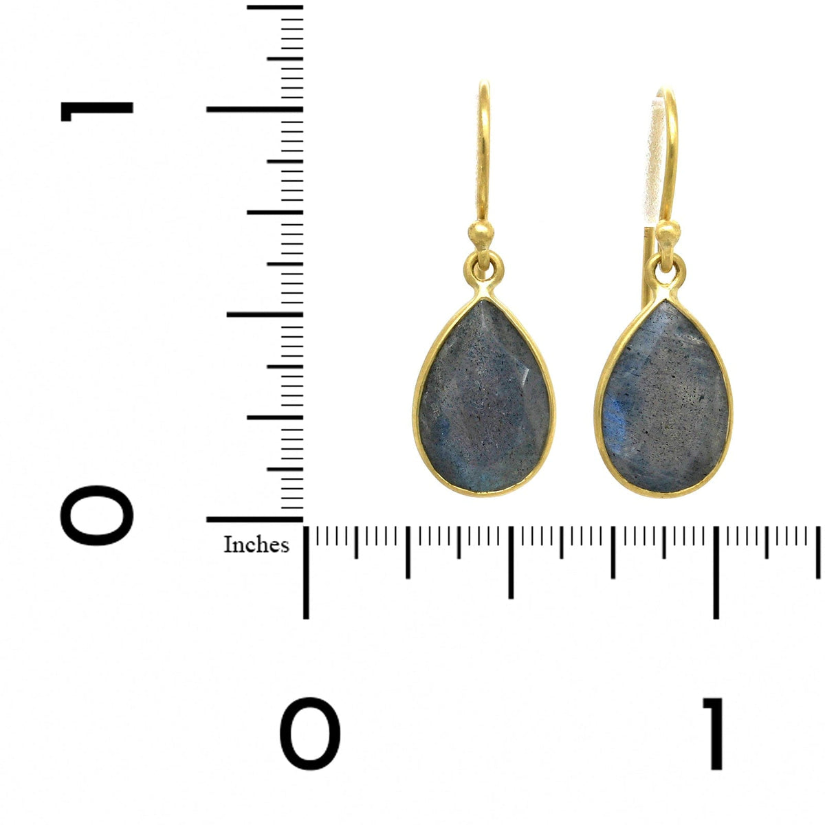 18K Yellow Gold Tear Drop Labradorite Drop Earrings, Yellow Gold, Long's Jewelers