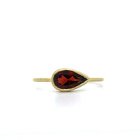 18K Yellow Gold Tear Drop Shape Garnet Ring, Yellow Gold, Long's Jewelers