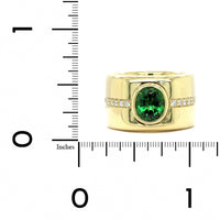 18K Yellow Gold Tsavorite Diamond Wide Ring, 18k yellow gold, Long's Jewelers