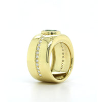 18K Yellow Gold Tsavorite Diamond Wide Ring, 18k yellow gold, Long's Jewelers