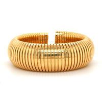 18K Yellow Gold Tubogas Grooved Cuff Bracelet, Yellow Gold, Long's Jewelers