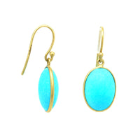 18K Yellow Gold Turquoise Drop Earrings, yellow gold, Long's Jewelers