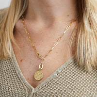 18K Yellow Gold Venetian Diamond Medal Necklace, Gold, Long's Jewelers