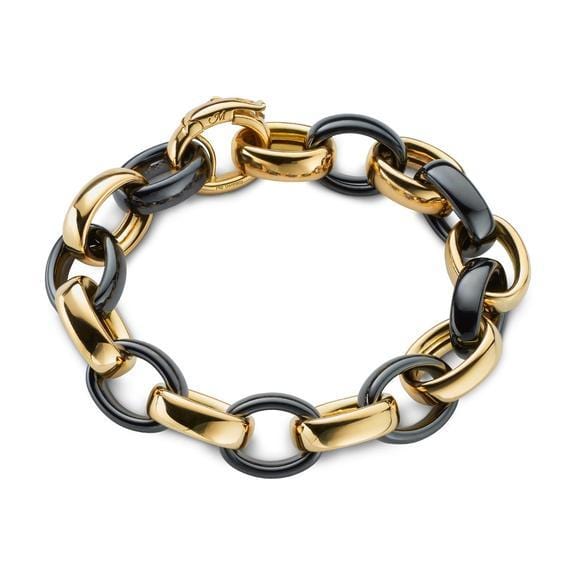 18K Yellow Gold and Black Ceramic Bracelet, Gold, Long's Jewelers