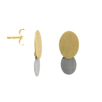 18K Yellow Gold and Platinum Disc Stud Earrings, Yellow Gold and Platinum, Long's Jewelers