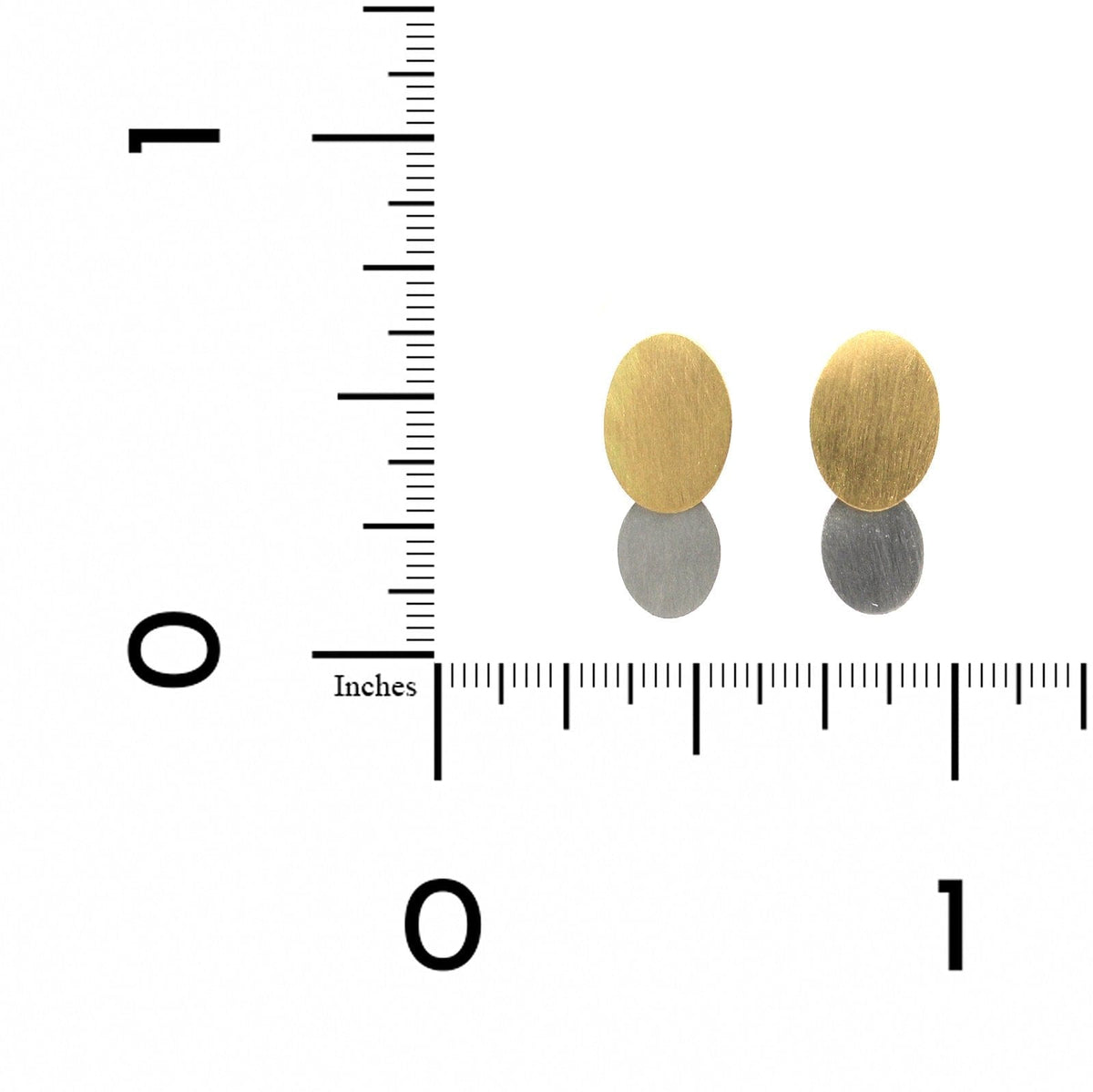 18K Yellow Gold and Platinum Disc Stud Earrings