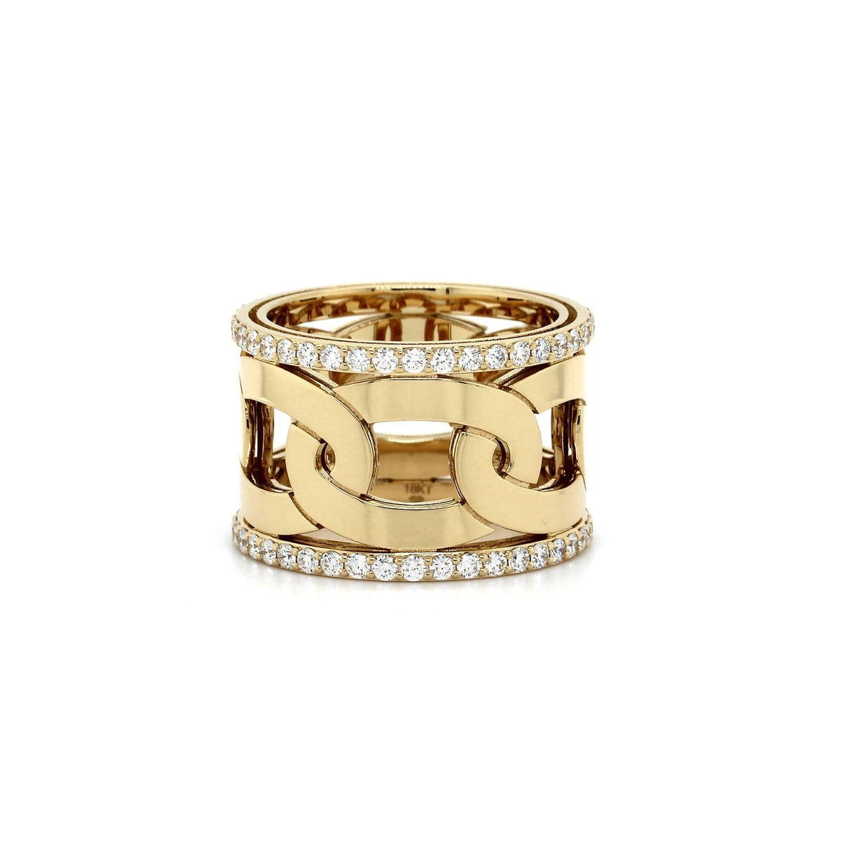 18K yellow Gold Navarra Wide Diamond Ring, 18k yellow gold, Long's Jewelers