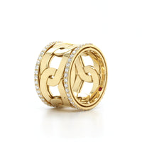 18K yellow Gold Navarra Wide Diamond Ring, 18k yellow gold, Long's Jewelers