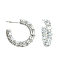 18K White Gold Inside Outside Open Diamond Hoop Earrings, White Gold, Long's Jewelers