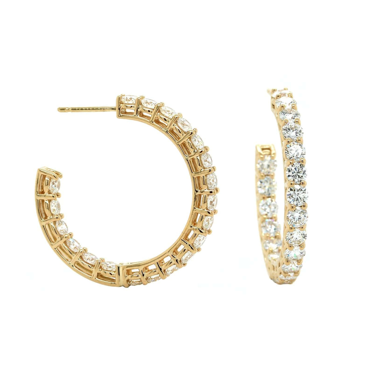 18K Yellow Gold Inside Outside Open Diamond Hoop Earrings, Yellow Gold, Long's Jewelers