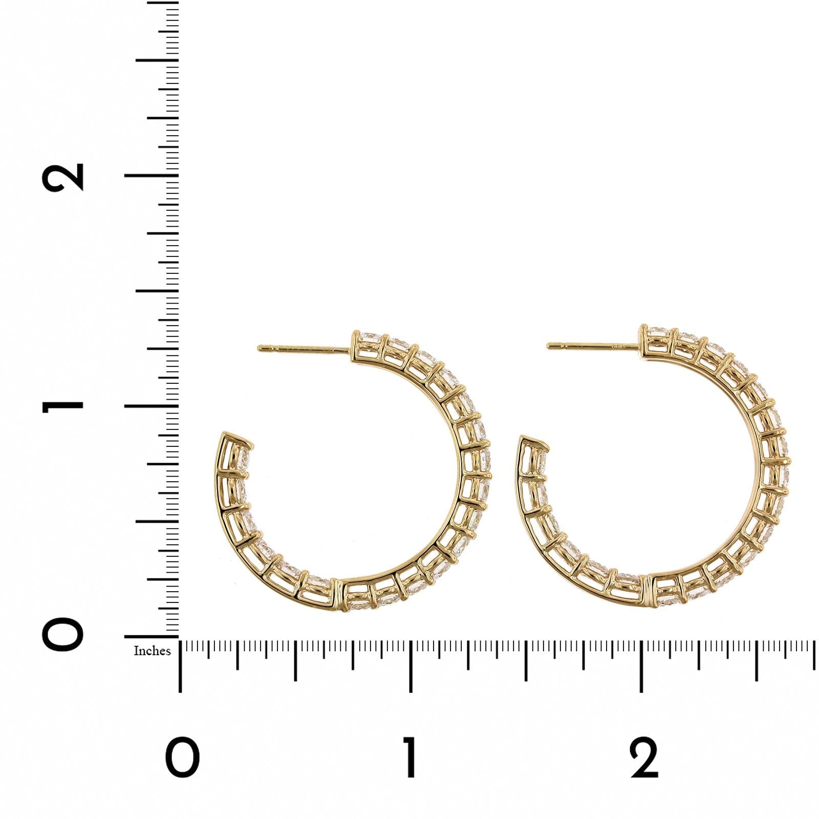 18K Yellow Gold Inside Outside Open Diamond Hoop Earrings, Yellow Gold, Long's Jewelers