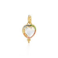 18k Yellow Gold Heart Shape Crystal Rainbow Sapphire Pendant, Yellow Gold, Long's Jewelers