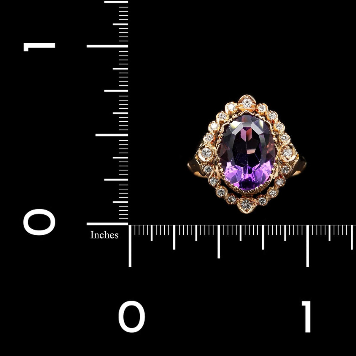 19K Yellow Gold Estate Amethyst and Diamond Ring, Long's Jewelers