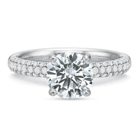18K White Gold 3 Row Pave Engagement Ring