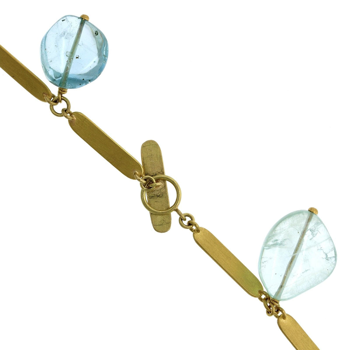 22K and 18K Yellow Gold Aquamarine Bead Dangle Necklace, 22K and 18K Yellow Gold, Long's Jewelers