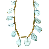 22K and 18K Yellow Gold Aquamarine Bead Dangle Necklace, 22K and 18K Yellow Gold, Long's Jewelers