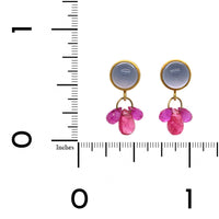 22K and 18K Yellow Gold Blue Chalcedony and Spinel Drop Earrings, 22K and 18K Yellow Gold, Long's Jewelers