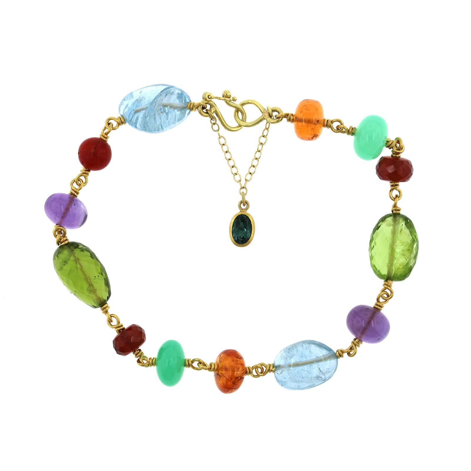 22K and 18K Yellow Gold Multi Gemstone Bracelet,22k and 18k yellow gold, Long's Jewelers