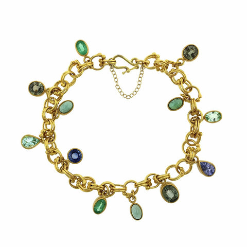 22K Charm Bracelet - AsBr55031 - 22kt Gold Charm bracelet (with frost  finish and meenakari color work).