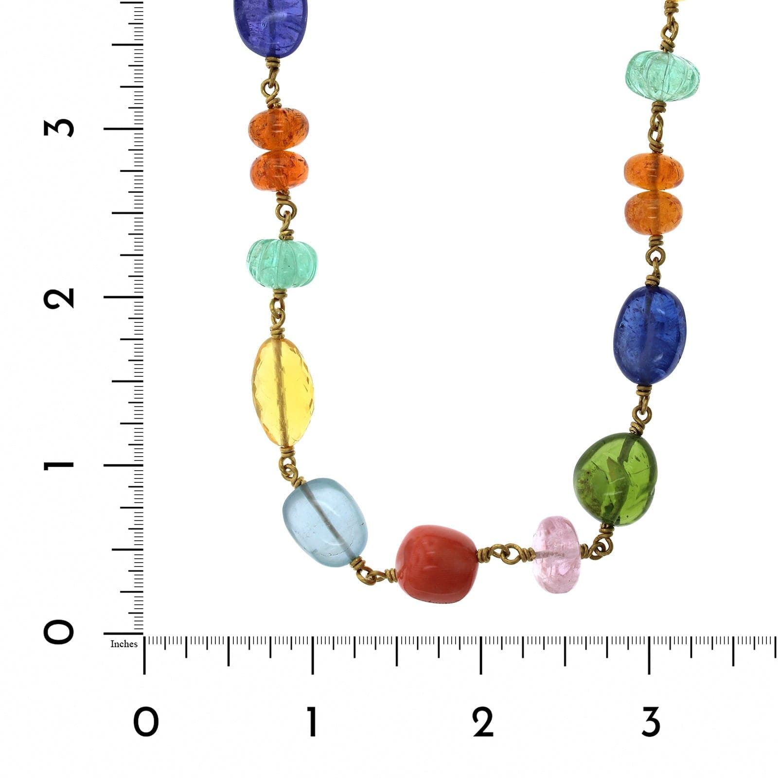 22K and 18K Yellow Gold Multi Stone Necklace, 22K and 18K Yellow Gold, Long's Jewelers
