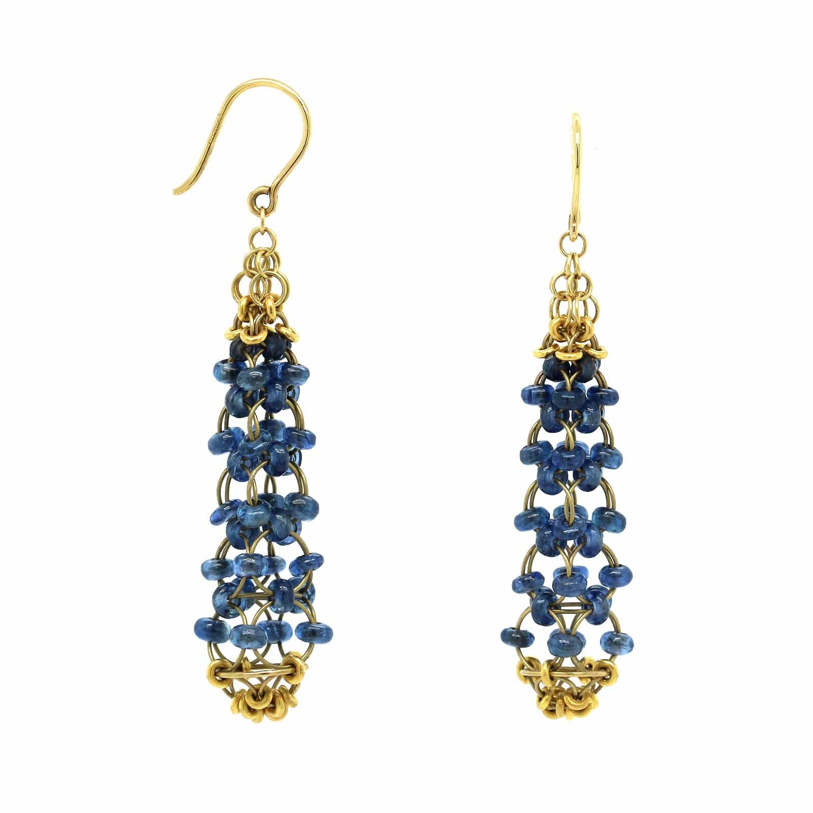22K and 18K Yellow Gold Sapphire Bead Eiffel Tower Drop Earrings,22k and 18k yellow gold, Long's Jewelers
