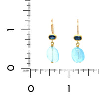 22K and 18K Yellow Gold Sapphire and Aquamarine Drop Earrings,22k and 18k yellow gold, Long's Jewelers