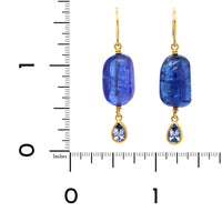 22K and 18K Yellow Gold Sapphire and Tanzanite Drop Earrings,22k and 18k yellow gold, Long's Jewelers