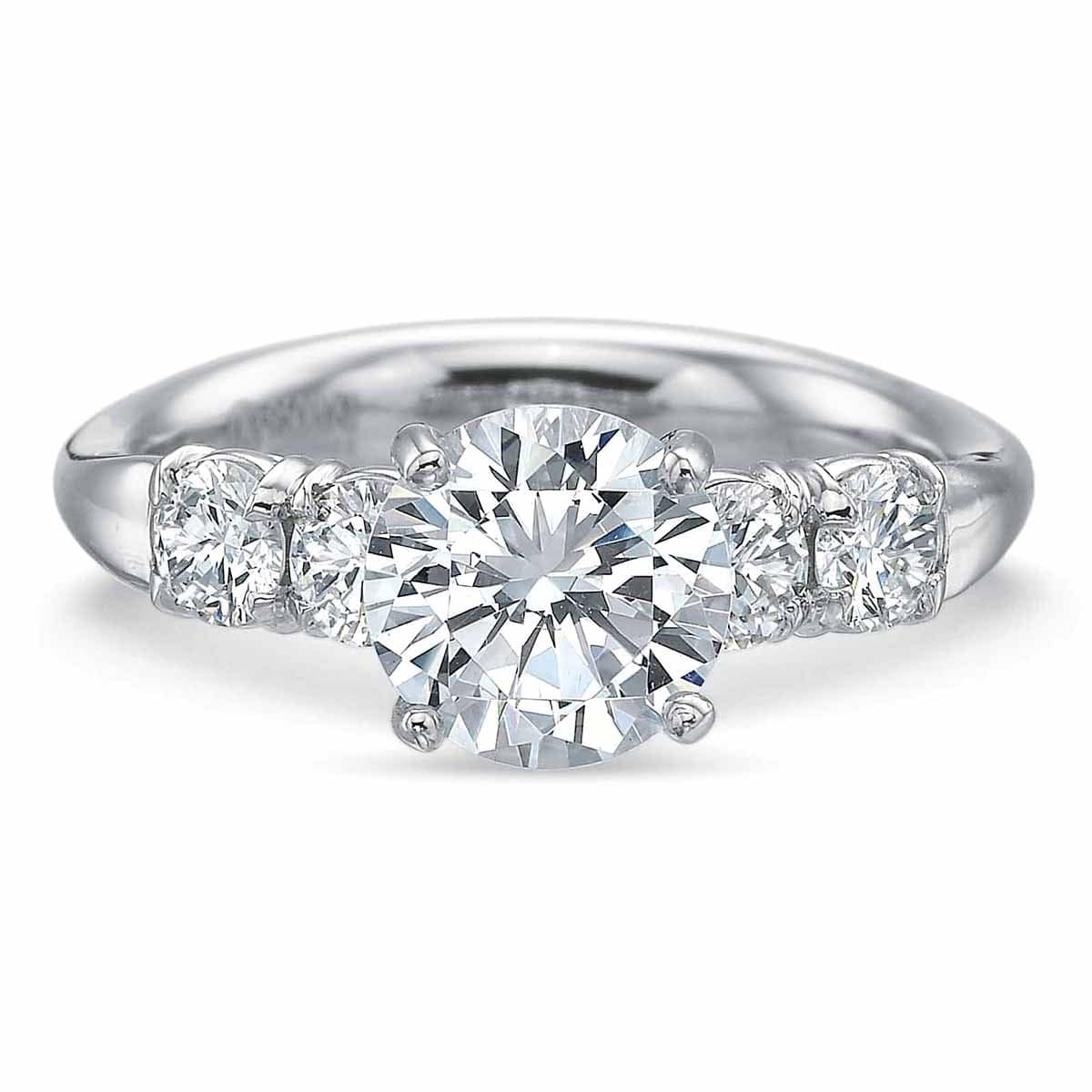 Platinum Round 5 Stone Diamond Engagement Ring