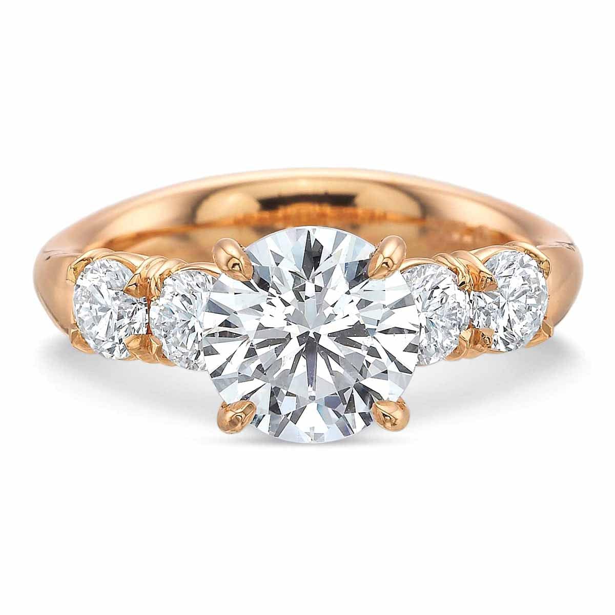 18K Rose Gold 4 Stone Diamond Engagement Ring