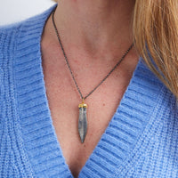 24K Yellow Gold and Sterling Silver Spearhead Charm, Gold, Long's Jewelers