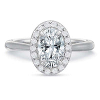 18K White Gold Oval Diamond Halo Engagement Ring