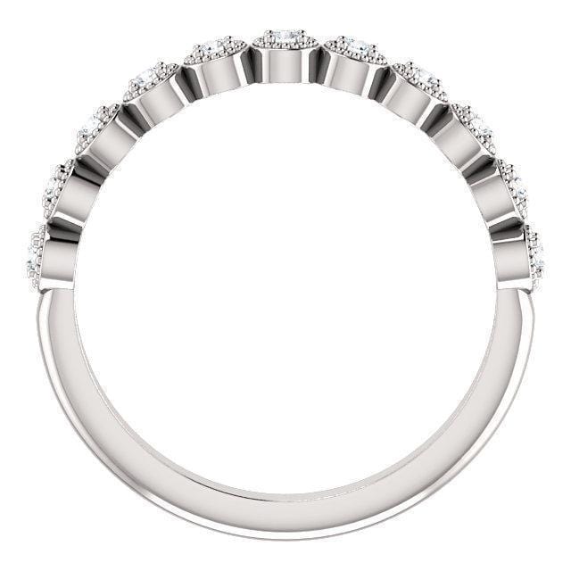 18K White Gold Bezel Milgrain Diamond Band