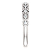 18K White Gold Bezel Milgrain Diamond Band