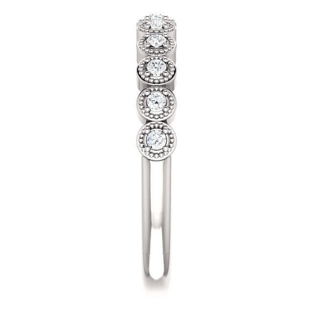 18K White Gold Bezel Milgrain Diamond Band