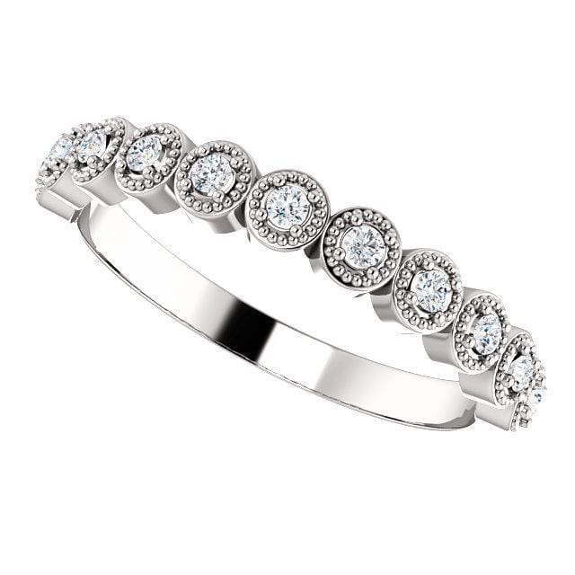 18K White Gold Bezel Milgrain Diamond Band