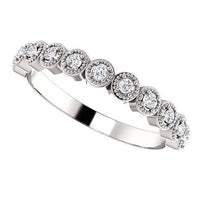 18K White Gold Bezel Milgrain Diamond Band