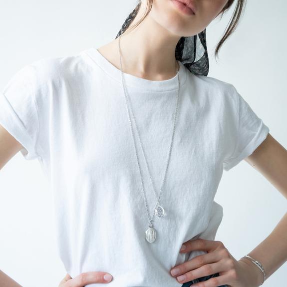 Sterling Silver Oval Stripe Locket Necklace