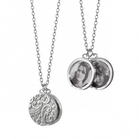 Sterling Silver Double Round Half-Locket Necklace
