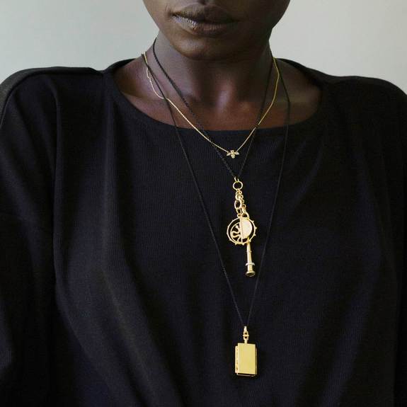 18K Yellow Gold Rectangle Locket Necklace