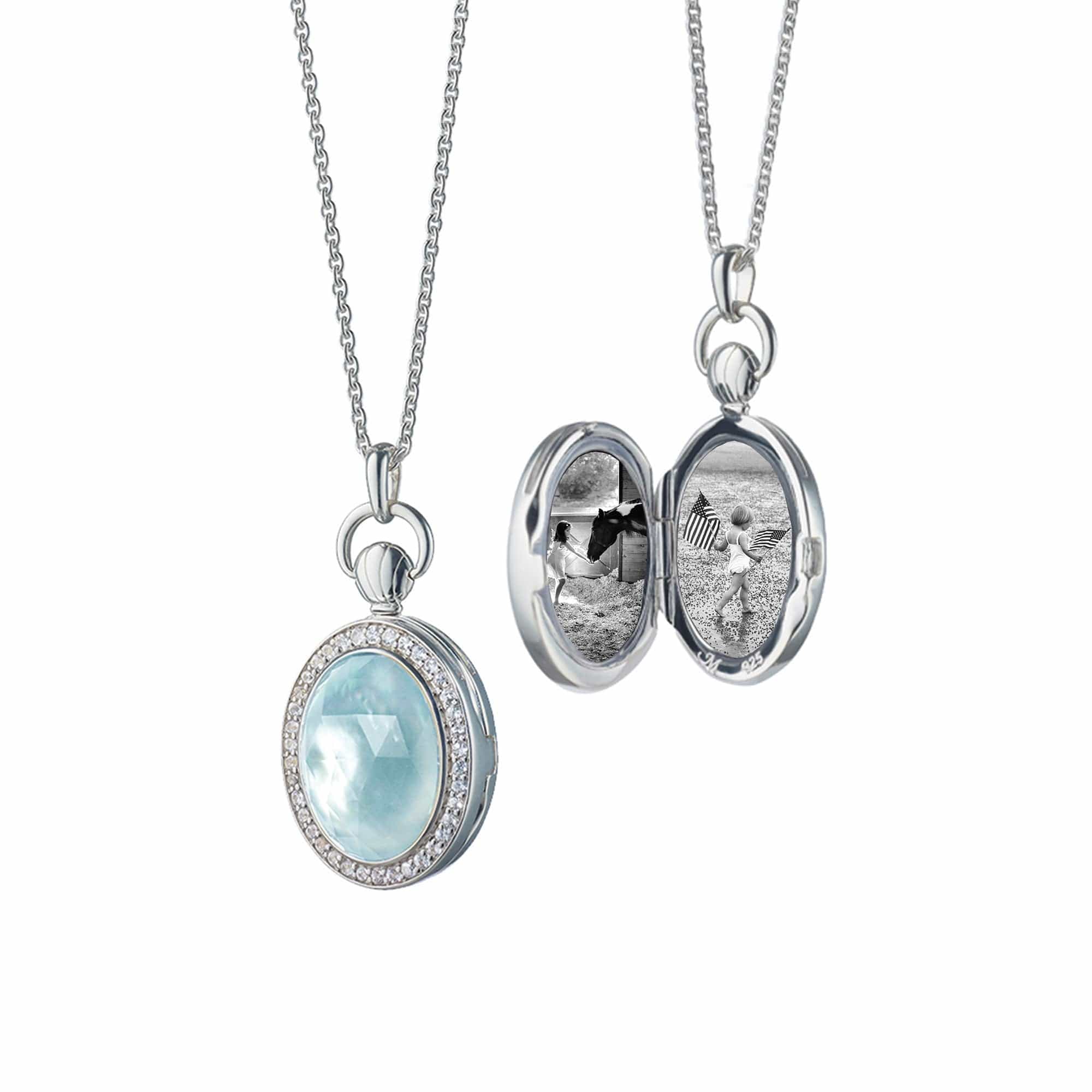 Sterling Silver Blue Topaz Petite Stone Locket