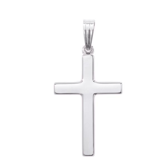 14K White Gold Polished Cross