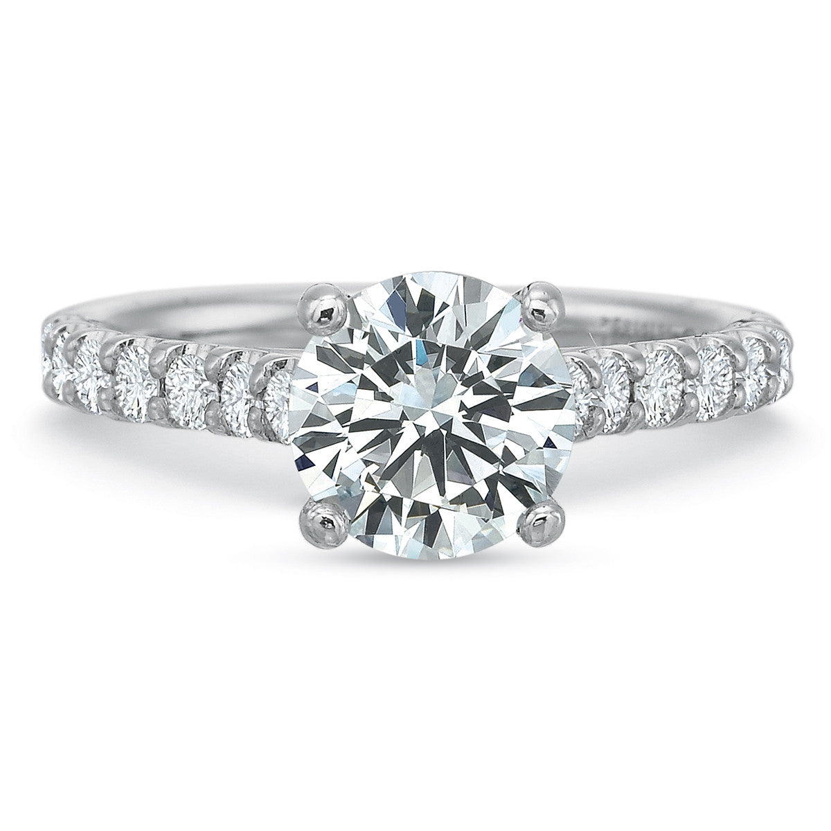 18K White Gold Diamond Accent Engagement Ring