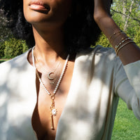 18K Yellow Gold Pearl Charm Enhancer Chain