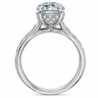 Platinum Flush Fit 4 Prong Graduated Diamond Engagement Ring Setting